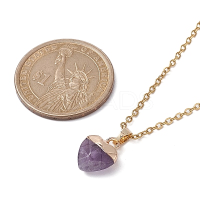 Heart Natural Mixed Gemstone Pendant Necklace NJEW-JN04486-1