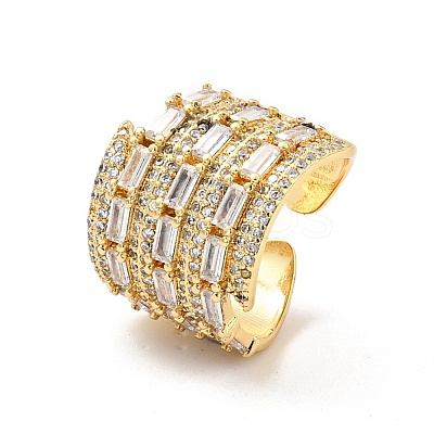 Clear Cubic Zirconia Chunky Open Cuff Rings RJEW-G255-02G-1