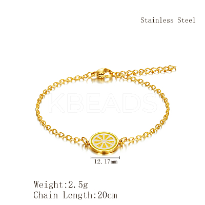 Simple Lemon Stainless Steel Link Bracelets HX9461-2-1