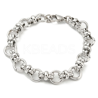 Non-Tarnish 304 Stainless Steel Ring Link Chain Bracelet BJEW-C042-09P-1