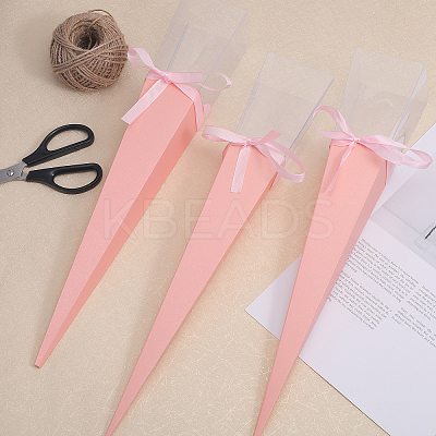 Cone Iridescent Paper Single Rose Packaging Gift Boxes LS-CON-WH0085-50B-1