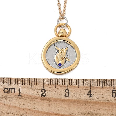 Brass Twelve Constellations Tarot Pendant Necklaces LS-NJEW-Q006-01D-G-1