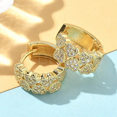 Heart Brass Micro Pave Cubic Zirconia Hoop Earrings EJEW-A132-10G-02-1