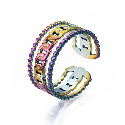 Curb Chain Shape Cuff Rings RJEW-N038-012-1