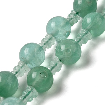 Natural Green Fluorite 3-Hole Guru Bead Strands G-K149-54-1
