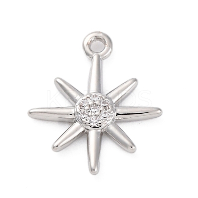 Brass Micro Pave Clear Cubic Zirconia Pendants KK-Z084-01P-1