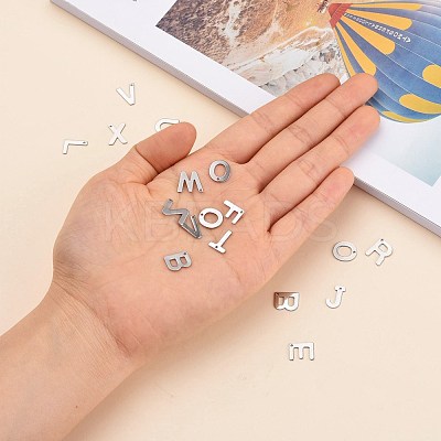 Tarnish Resistant 201 Stainless Steel Letter Charms STAS-S036-M-1