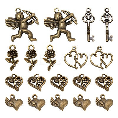 60Pcs 6 Style Tibetan Style Alloy Pendants FIND-LS0001-32AB-1
