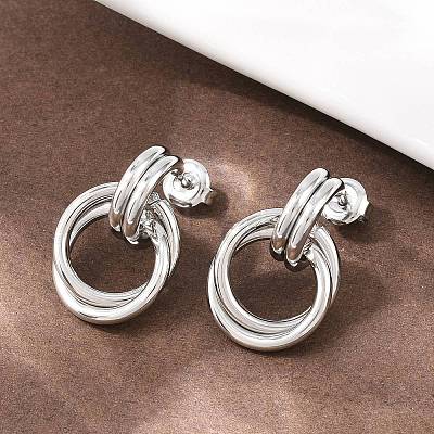 304 Stainless Steel Twist Ring Stud Earrings EJEW-P324-05P-1