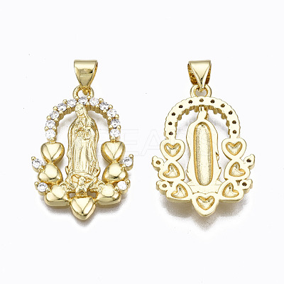 Brass Micro Pave clear Cubic Zirconia Pendants ZIRC-N039-168-NF-1