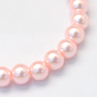 Baking Paint Pearlized Glass Pearl Round Bead Strands LS-HY-Q330-8mm-70-1
