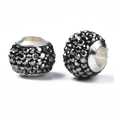 Handmade Polymer Clay Rhinestone European Beads RB-N053-001-04-1