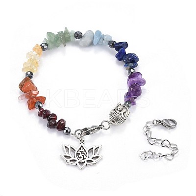 Natural & Synthetic Mixed Stone Charm Bracelets BJEW-JB04267-1
