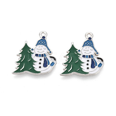 Christmas Rack Plating Alloy Enamel Snowman Pendants ENAM-T024-71A-P-1