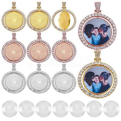 27Pcs DIY Flat Round Rhinestone Pendant Making Kit DIY-SZ0006-48-1