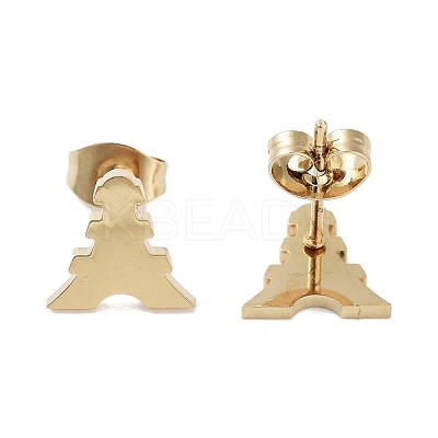 PVD Vacuum Plating 304 Stainless Steel Stud Earrings for Women EJEW-A048-16G-1