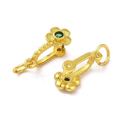 Rack Plating Brass Pave Cubic Zirconia Flower Shape Ice Pick Pinch Bails KK-D100-04G-01-1