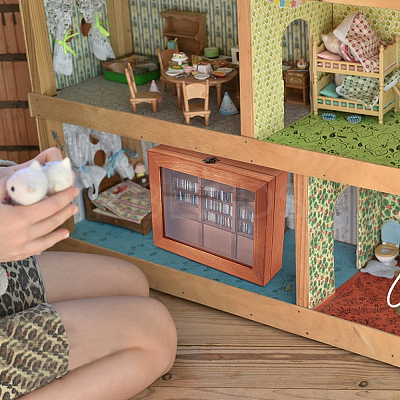 Wood Bookshelf with Books Mini Model DJEW-WH0596-027-1