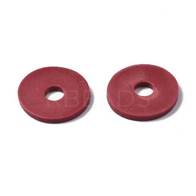 Flat Round Handmade Polymer Clay Beads CLAY-R067-12mm-29-1
