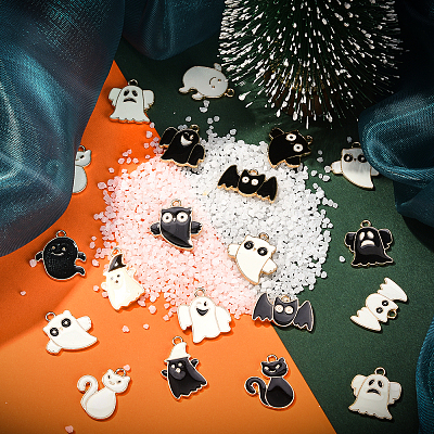 70Pcs 14 Styles Halloween Alloy Enamel Pendants ENAM-CJ0002-18-1