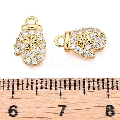 Christmas Theme Brass Micro Pave Clear Cubic Zirconia Charms KK-T073-12G-1
