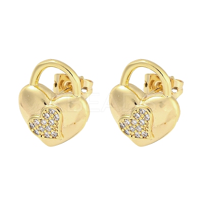 Brass Micro Pave Cubic Zirconia Ear Studs EJEW-P261-29A-G-1