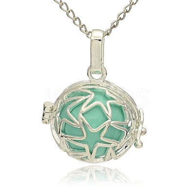 Silver Color Plated Brass Hollow Round Cage Pendants KK-J231-08S-1