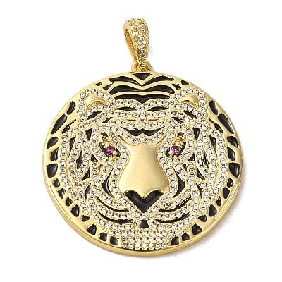 Brass Micro Pave Clear Cubic Zirconia with Enamel Pendants KK-R162-073A-G-1