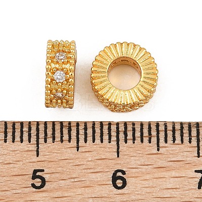 Brass Micro Pave Clear Cubic Zirconia European Beads CU-CBA6A75-13G-1