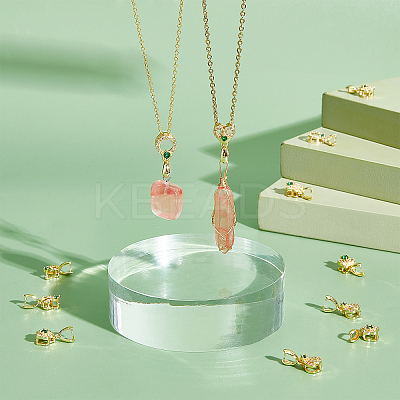 12Pcs 6 Style Brass Micro Pave Green Cubic Zirconia Ice Pick Pinch Bails Pendants KK-PH0004-81-1