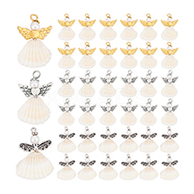 48Pcs 3 Styles Spiral Shell Angel Pendants FIND-PH0020-54-1
