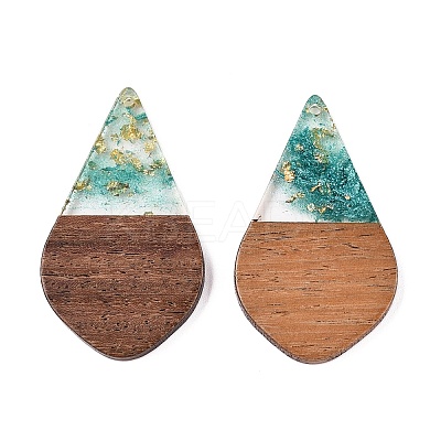 Transparent Resin and Walnut Wood Pendants RESI-T057-06I-1