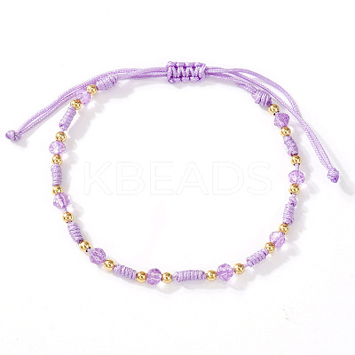 Glass & Brass Beads Braided Bead Bracelets LS-ZQ2730-1