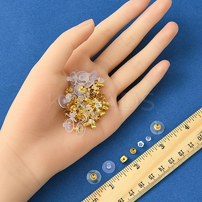 6 Styles Brass Bullet Clutch Bullet Clutch Earring Backs with Pad FIND-FS0003-08G-1