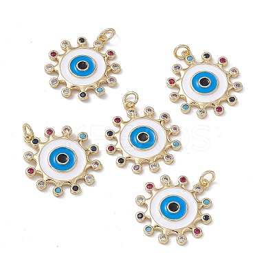 Brass Colorful Cubic Zirconia Pendants KK-E068-VA207-2-1