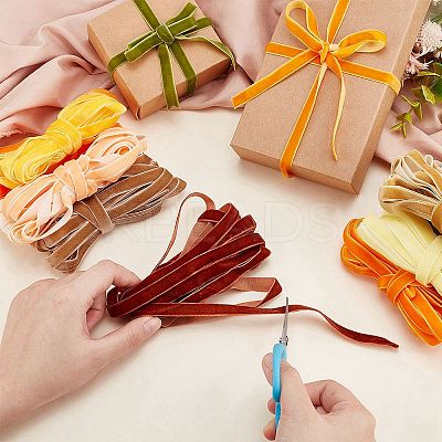 60 Yards 12 Colors Single Face Velvet Ribbon SRIB-AR0001-21-1