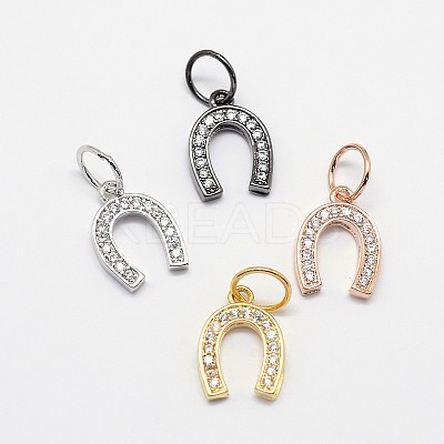 CZ Brass Micro Pave Cubic Zirconia Horse Shoe Charms ZIRC-L018-13-1