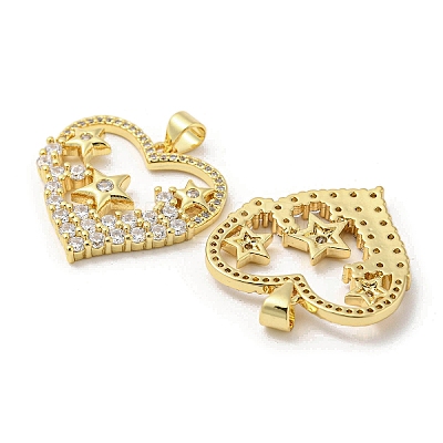 Rack Plating Brass Micro Pave Cubic Zirconia Pendants KK-F869-22G-1