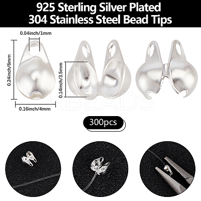 300Pcs 304 Stainless Steel Bead Tips STAS-BBC0006-62C-1