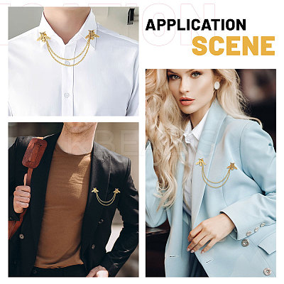 4Pcs Bee Alloy Hanging Chain Brooch FIND-CA0011-13G-1