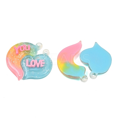 2Pcs Gradient Color Translucent Resin Pendants RESI-XCP0002-41B-1