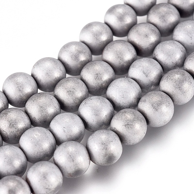 PVD Vacuum Plating Magnetic Synthetic Hematite Beads Strands G-I276-02-6mm-1