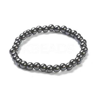 Synthetic Non-magnetic Hematite Beaded Stretch Bracelets BJEW-D446-B-22-1
