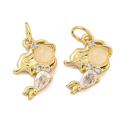 Natural White Jade Mermaid Pendants KK-Q814-21G-02-1