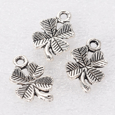 Tibetan Style Alloy Clover Charms TIBEP-2765-AS-RS-1