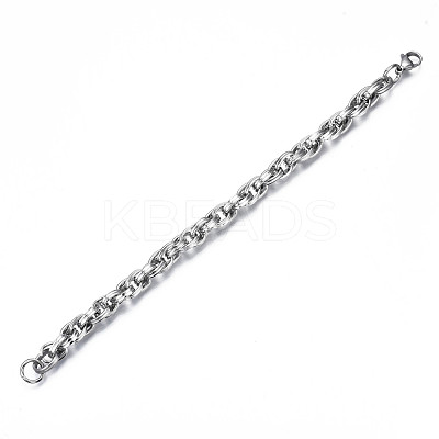 Non-Tarnish 201 Stainless Steel Rope Chain Bracelet for Men Women BJEW-S057-78-1