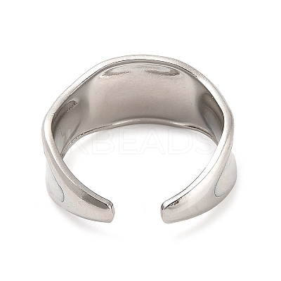 304 Stainless Steel Wide Band Open Cuff Ring for Women RJEW-F160-02P-1