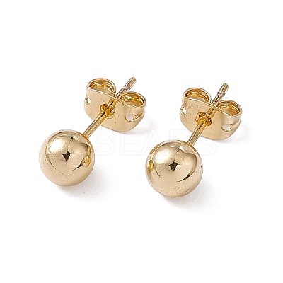 Rack Plating Brass Round Ball Stud Earrings for Women EJEW-F294-08C-G-1