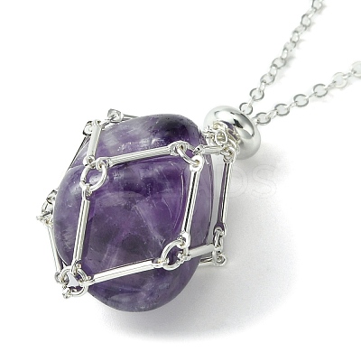 304 Stainless Steel Macrame Pouch Braided Gemstone Holder NJEW-JN04468-06-1