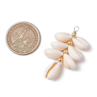 Natural Cowrie Shell Color-Changing Cluster Pendants PALLOY-JF03560-01-1